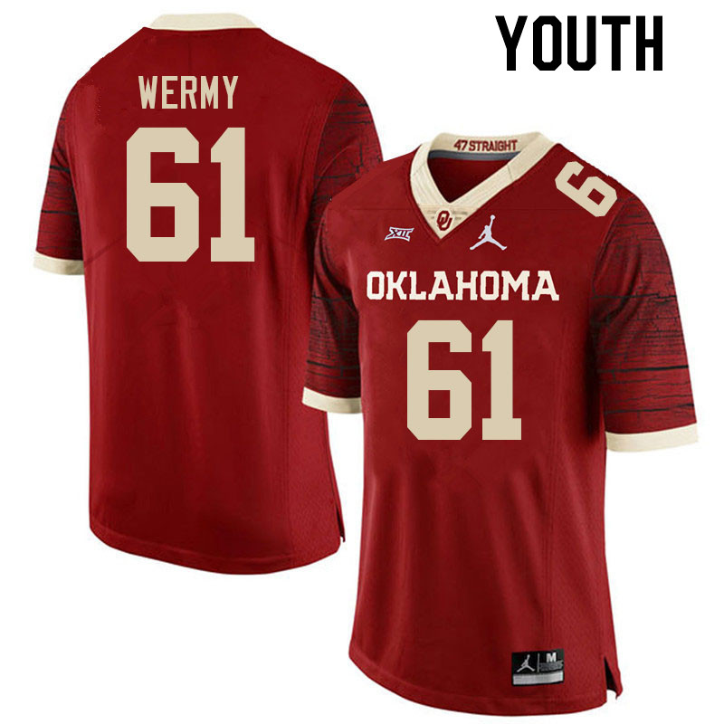 Youth #61 Kenneth Wermy Oklahoma Sooners College Football Jerseys Stitched Sale-Retro - Click Image to Close